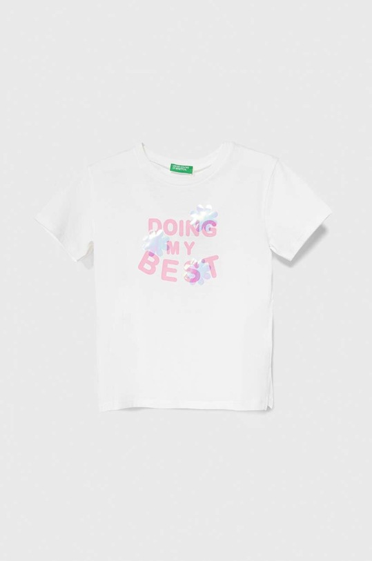 Dětské bavlněné tričko United Colors of Benetton kulatý béžová 3096G10E5.P.Seasonal