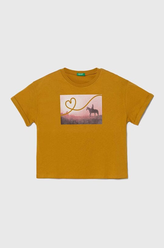 Детская хлопковая футболка United Colors of Benetton хлопок жёлтый 3I1XC10HS.G.Seasonal
