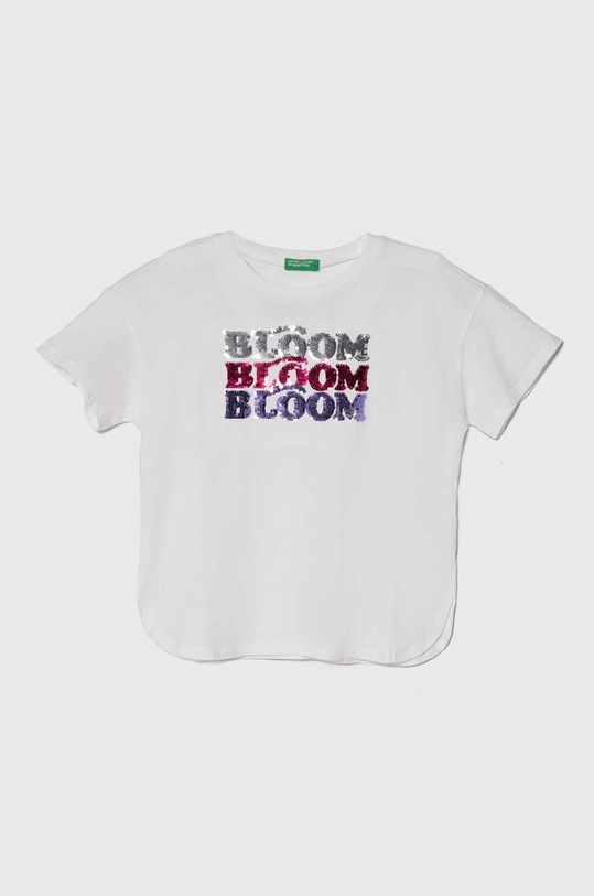 United Colors of Benetton t-shirt bawełniany dziecięcy nadruk biały 3I1XC10IA.G.Seasonal