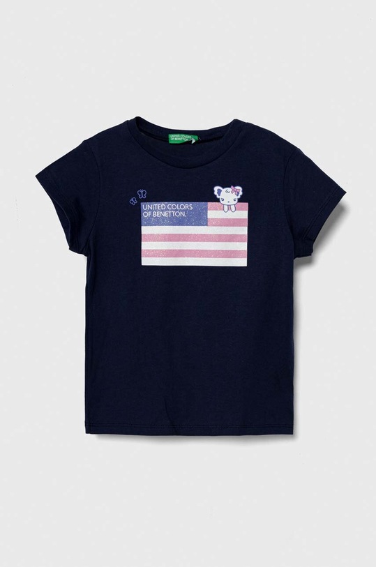 United Colors of Benetton t-shirt bawełniany dziecięcy nadruk granatowy 3I1XG10D6.P.Seasonal