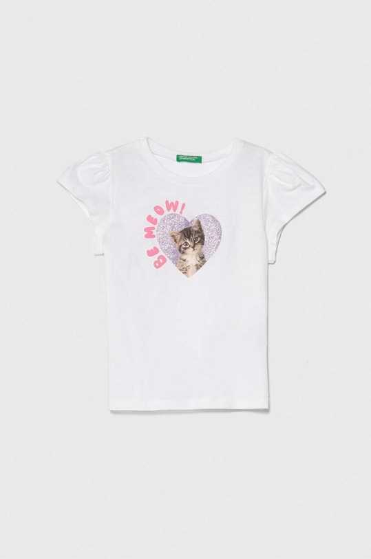 United Colors of Benetton t-shirt bawełniany dziecięcy nadruk biały 3I1XG10DR.P.Seasonal