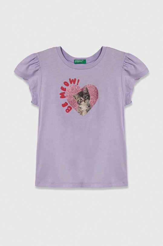 United Colors of Benetton t-shirt bawełniany dziecięcy nadruk fioletowy 3I1XG10DR.P.Seasonal