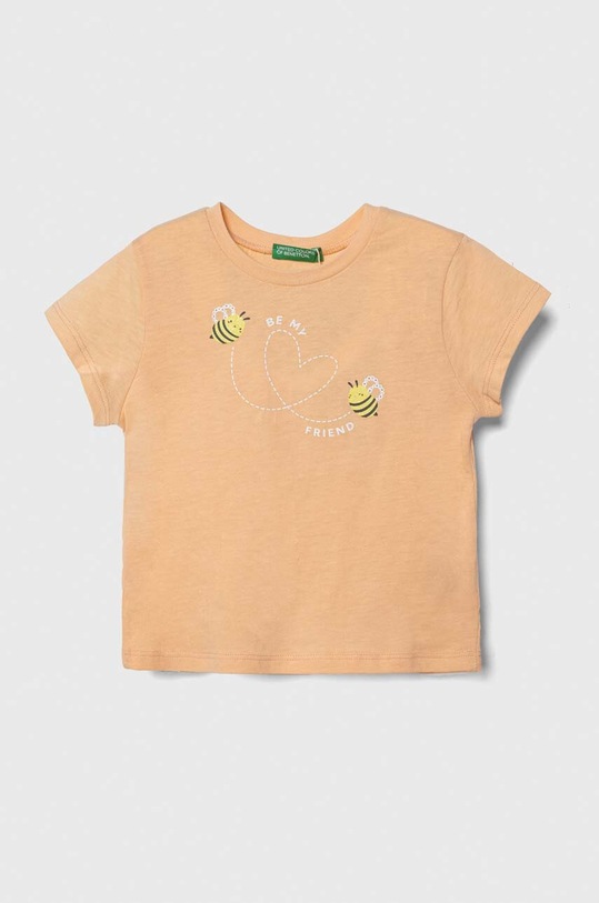United Colors of Benetton t-shirt bawełniany dziecięcy nadruk pomarańczowy 3I1XG10DZ.P.Seasonal
