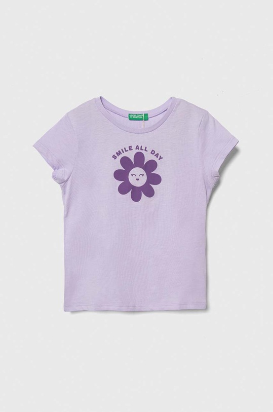 United Colors of Benetton t-shirt bawełniany dziecięcy nadruk fioletowy 3I1XG10E4.P.Seasonal