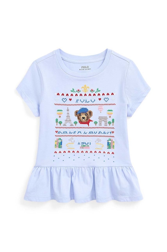 Dětské bavlněné tričko Polo Ralph Lauren kulatý modrá 312935041001