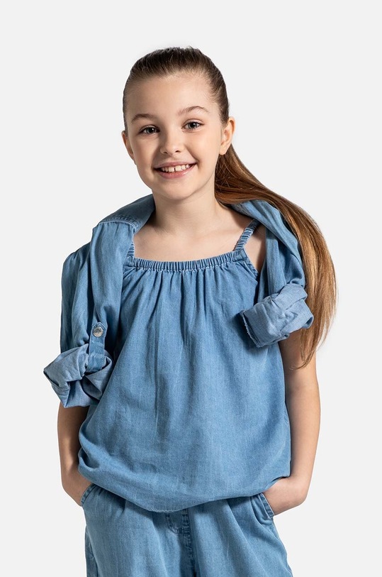 Coccodrillo top bawełniany dziecięcy bawełna niebieski WC4140501HGJ