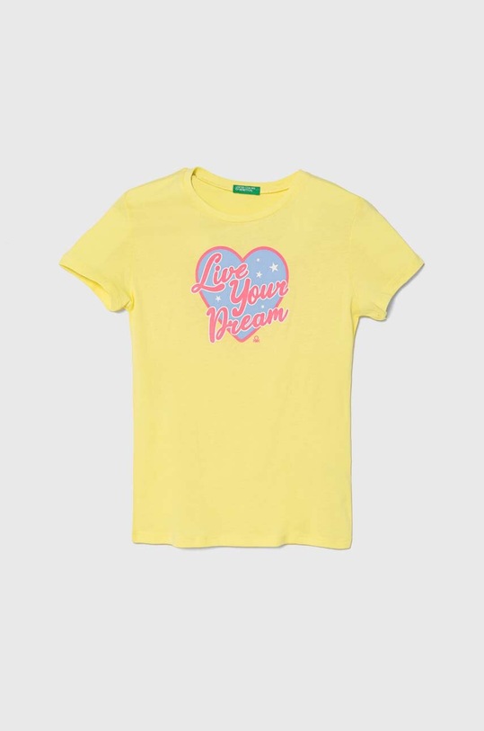 Dětské bavlněné tričko United Colors of Benetton kulatý žlutá 3096C10J3.G.Seasonal