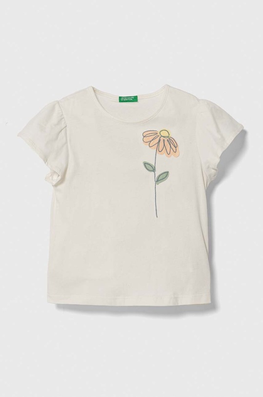 United Colors of Benetton t-shirt bawełniany dziecięcy aplikacja beżowy 3096G10DY.P.Seasonal