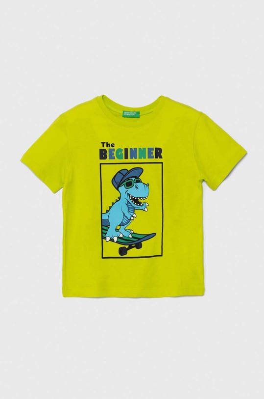 United Colors of Benetton tricou de bumbac pentru copii print verde 3096G10ET.P.Seasonal