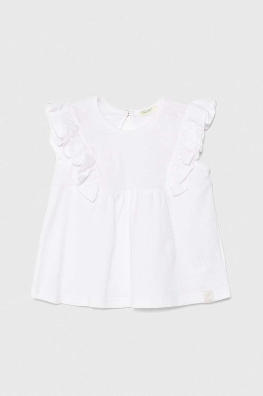 Kojenecké tričko United Colors of Benetton s příměsí lnu bílá 3F4JA104L.W.Seasonal
