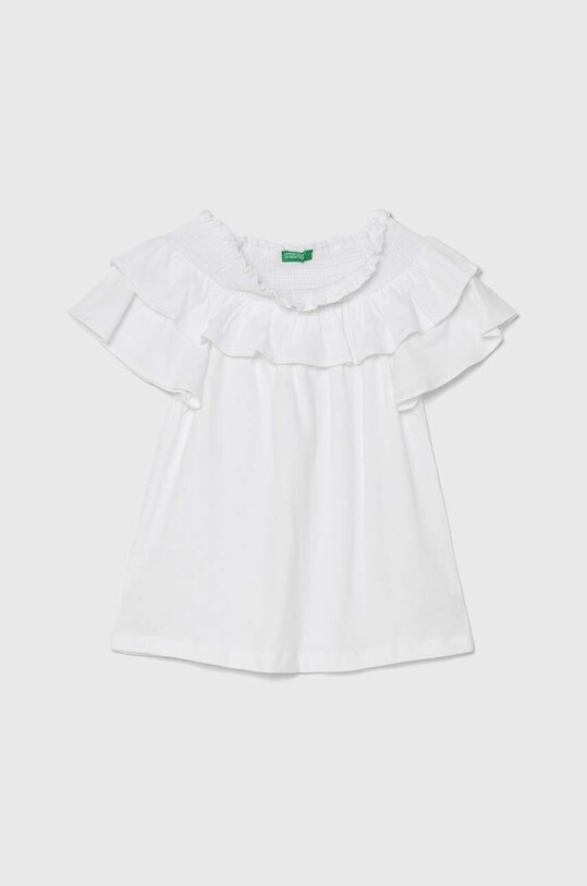 United Colors of Benetton t-shirt z domieszką lnu dziecięcy hiszpański biały 3F4JC10HV.G.Seasonal