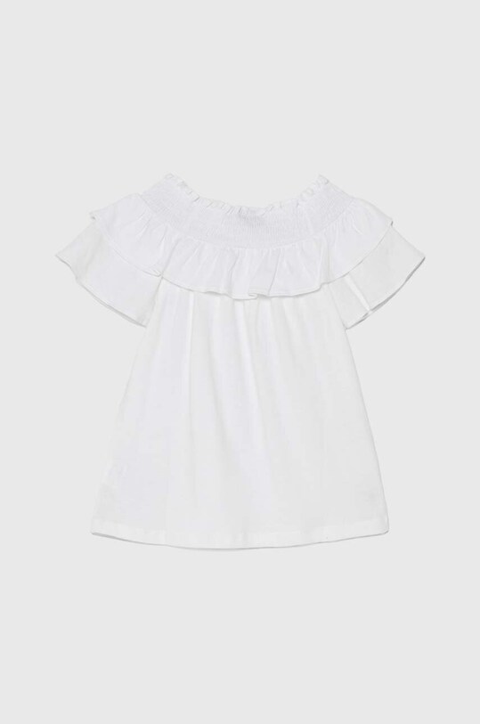 United Colors of Benetton t-shirt z domieszką lnu dziecięcy 3F4JC10HV.G.Seasonal biały SS24