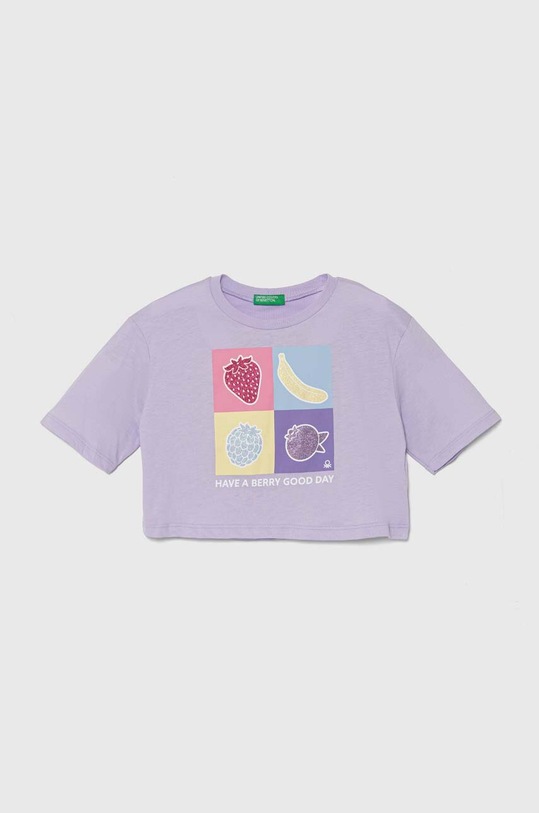 Dětské bavlněné tričko United Colors of Benetton kulatý fialová 3I1XC10J4.G.Seasonal