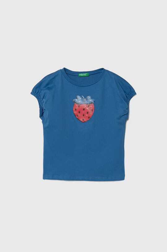 United Colors of Benetton tricou de bumbac pentru copii print albastru 3I1XG10EF.P.Seasonal