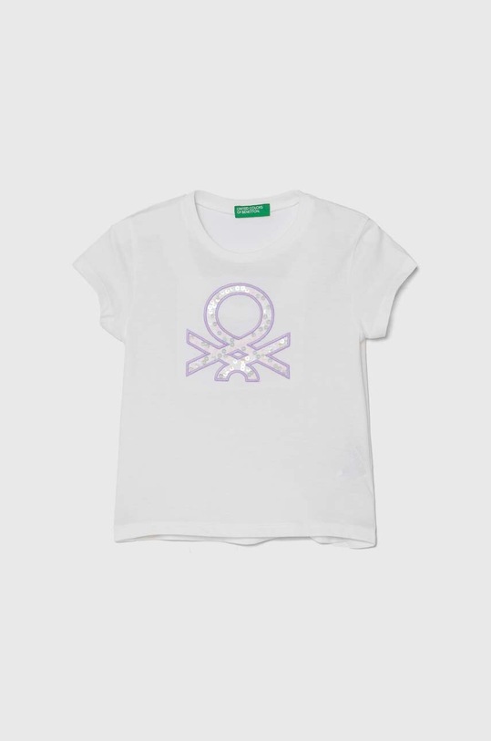 United Colors of Benetton t-shirt bawełniany dziecięcy aplikacja biały 3I1XG10ER.P.Seasonal