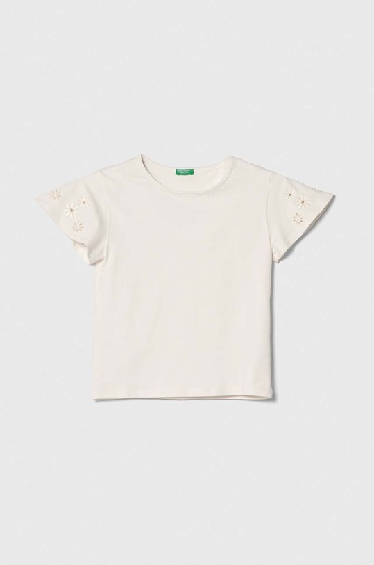 United Colors of Benetton t-shirt dziecięcy z elastanem beżowy 3P4ZC10I4.G.Seasonal