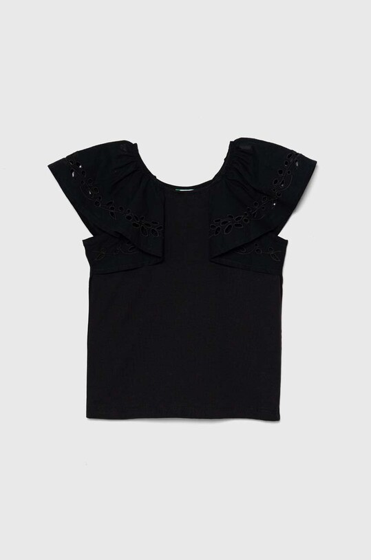 United Colors of Benetton tricou copii 3P4ZC10J5.G.Seasonal negru SS24
