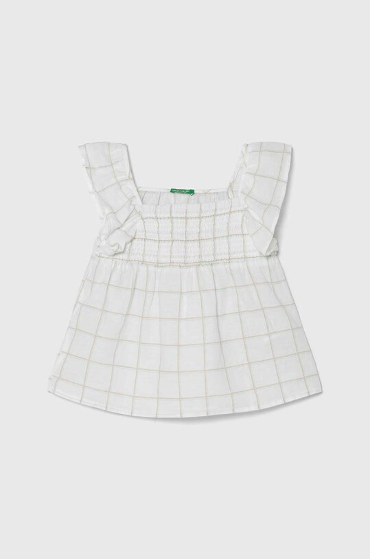 Дитяча льняна блузка United Colors of Benetton візерунок білий 56A9CQ02Q.G.Seasonal