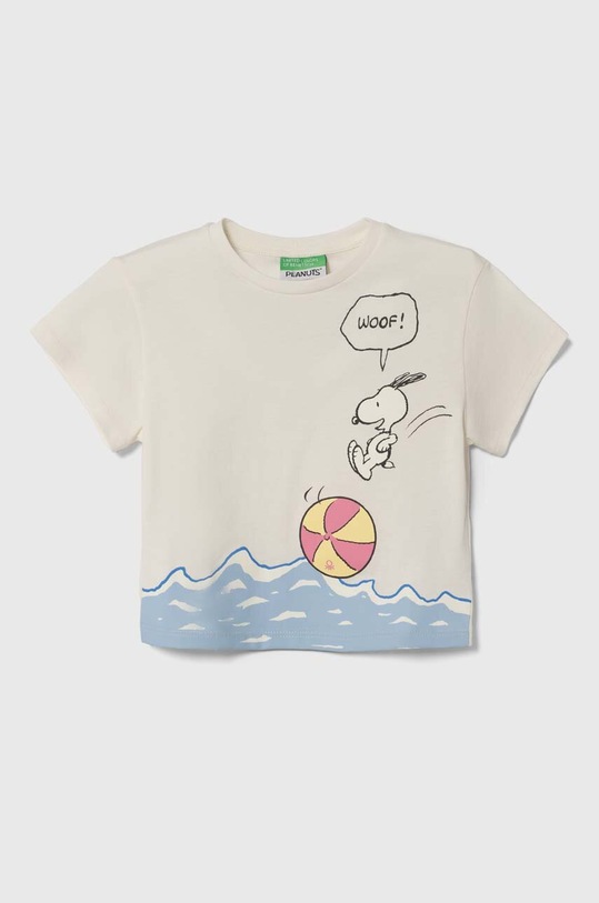 United Colors of Benetton t-shirt bawełniany dziecięcy nadruk beżowy 3096G10EZ.P.Seasonal