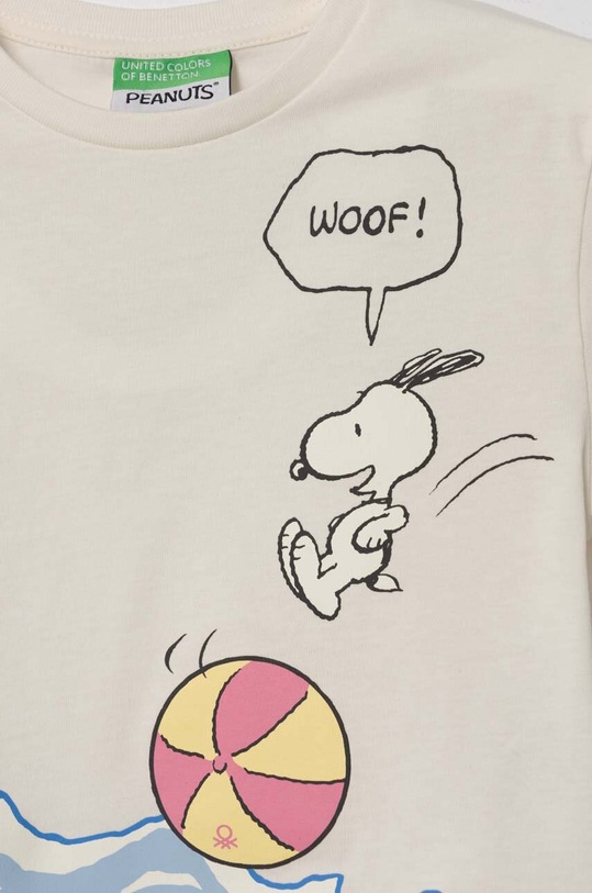 Dziewczynka United Colors of Benetton t-shirt bawełniany dziecięcy 3096G10EZ.P.Seasonal beżowy