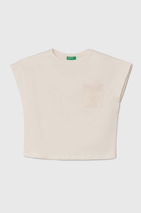 United Colors of Benetton t-shirt dziecięcy z elastanem beżowy 3JFAC10IY.G.Seasonal