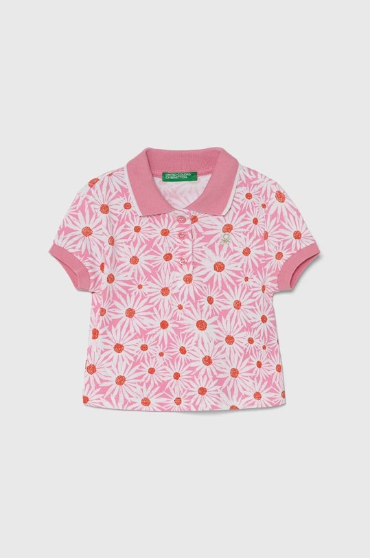 United Colors of Benetton polo dziecięce wzorzyste różowy 3LRYG300Q.P.Seasonal