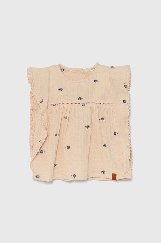 Детский хлопковый топ United Colors of Benetton аппликация бежевый 52QFAQ00O.W.Seasonal