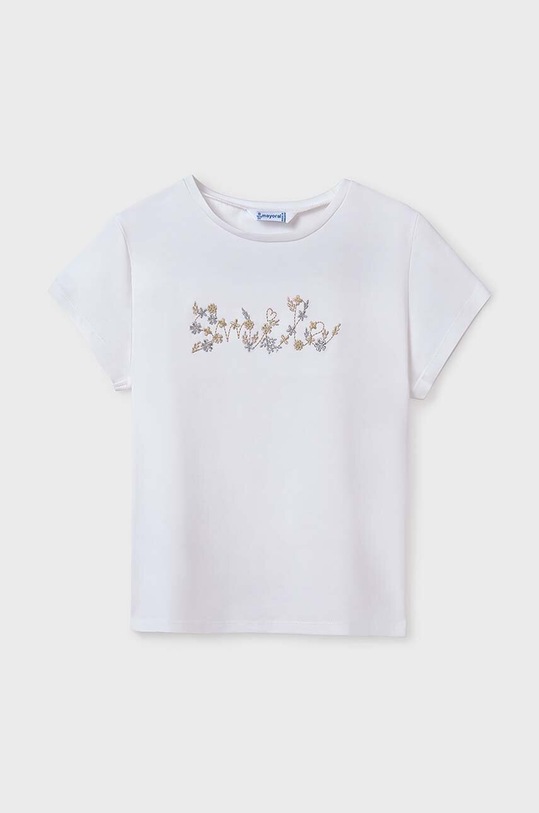 Mayoral t-shirt dziecięcy nadruk biały 854.8F.Junior.PPYH