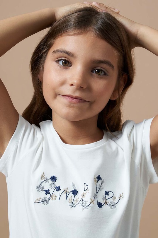 Mayoral t-shirt dziecięcy nadruk beżowy 854.8F.Junior.PPYH