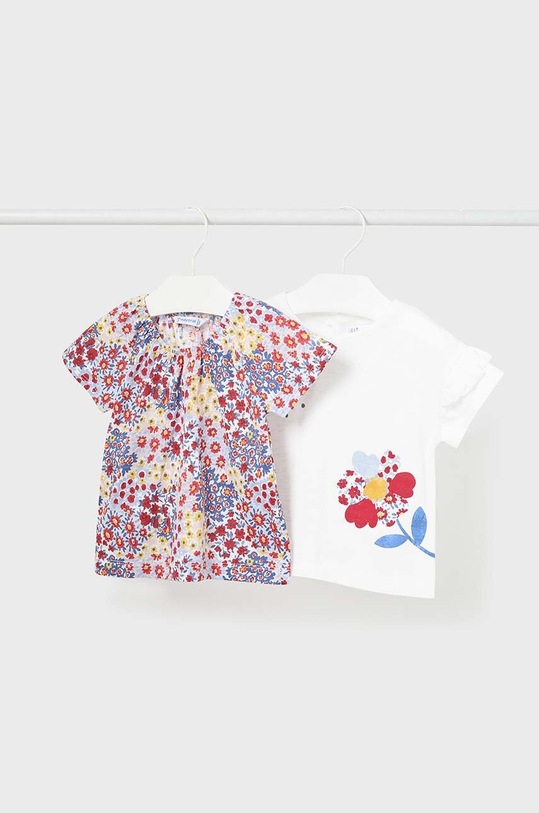 Mayoral tricou din bumbac pentru bebelusi 2-pack print alb 1008.4H.Baby.PPYH