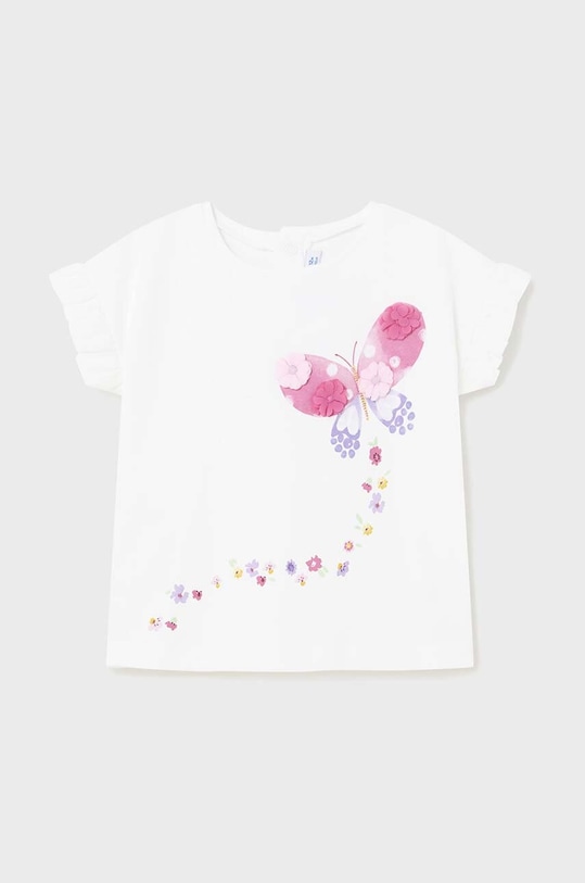 Μωρό βαμβακερό μπλουζάκι Mayoral στάμπα λευκό 1013.4Q.Baby.PPYH