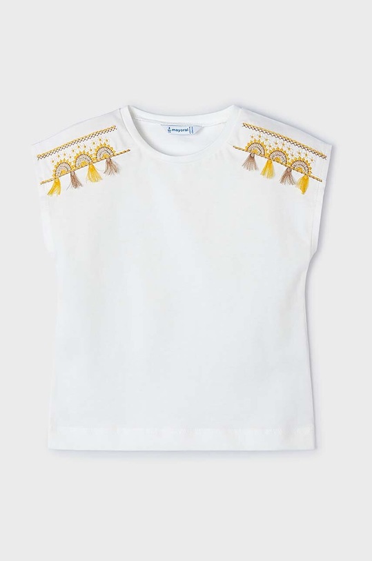 Mayoral t-shirt bawełniany dziecięcy 3081.6D.Mini.PPYH żółty SS24