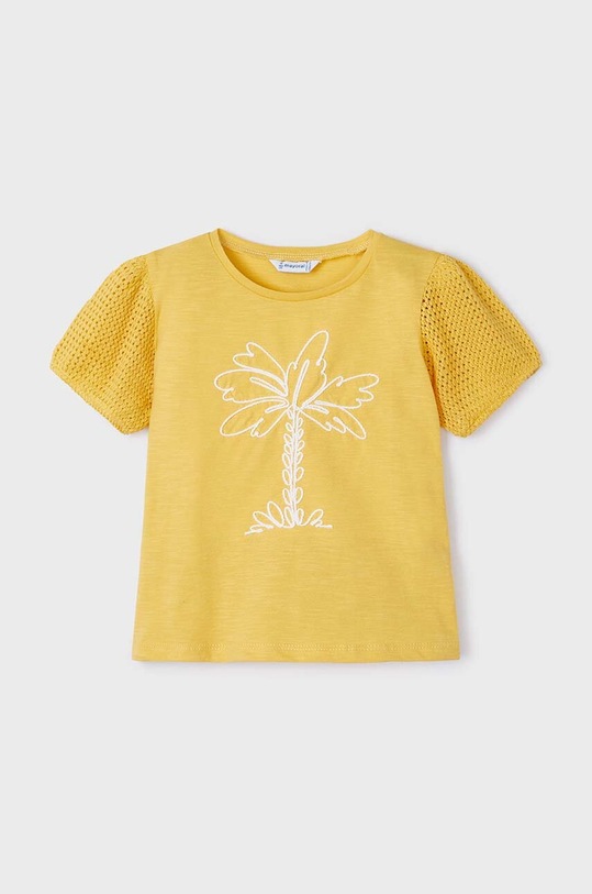 Mayoral t-shirt bawełniany dziecięcy nadruk żółty 3085.6F.Mini.PPYH