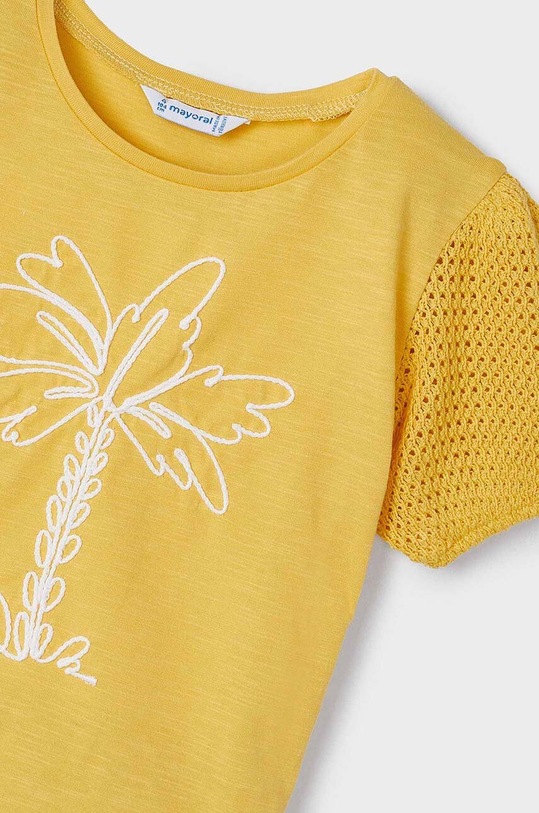Dziewczynka Mayoral t-shirt bawełniany dziecięcy 3085.6F.Mini.PPYH żółty