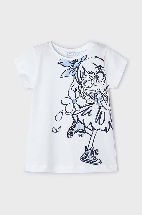 Mayoral t-shirt bawełniany dziecięcy 3090.6O.Mini.PPYH biały SS24