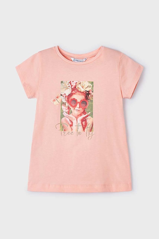 Mayoral t-shirt bawełniany dziecięcy nadruk pomarańczowy 3090.6O.Mini.PPYH