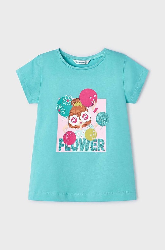 Mayoral t-shirt bawełniany dziecięcy nadruk turkusowy 3090.6O.Mini.PPYH