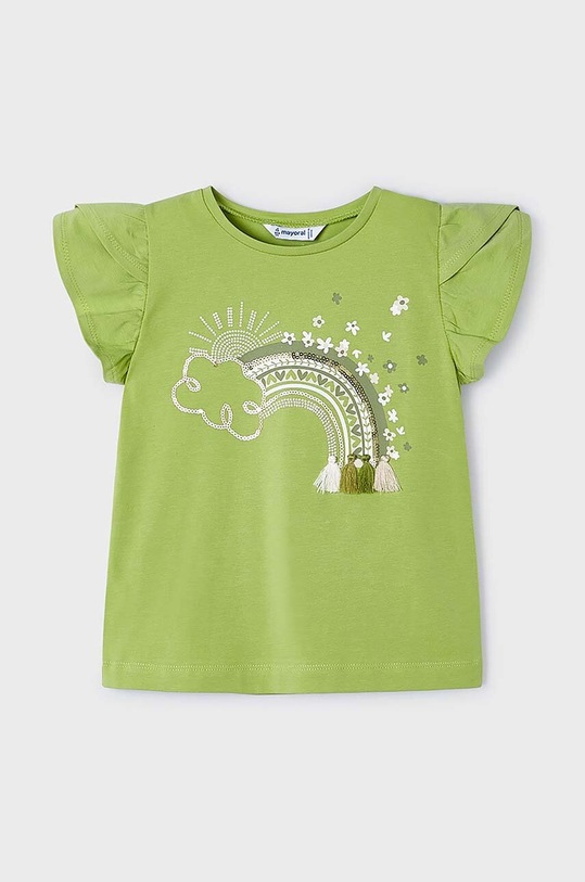 Mayoral t-shirt dziecięcy z elastanem zielony 3091.6E.Mini.PPYH