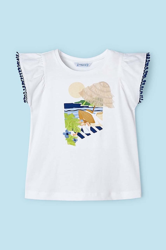 Otroška bombažna kratka majica Mayoral 3096.6G.Mini.PPYH modra SS24