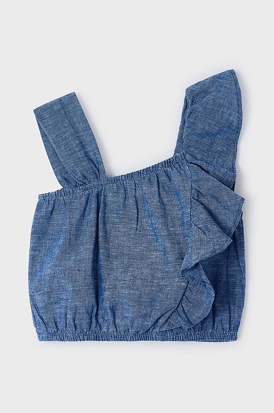 Mayoral top lniany dziecięcy 3176.6E.Mini.PPYH niebieski SS24