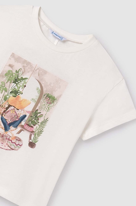 Παιδικό βαμβακερό μπλουζάκι Mayoral μπεζ 6008.8D.Junior.PPYH