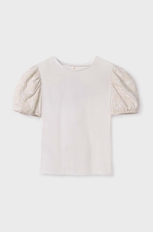 Mayoral t-shirt bawełniany dziecięcy 6014.8F.Junior.PPYH beżowy SS24