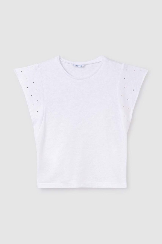 Mayoral t-shirt dziecięcy z elastanem biały 6019.8E.Junior.PPYH