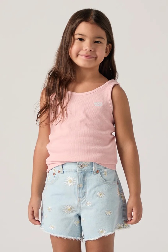 Levi's top dziecięcy LVG MEET AND GREET RIBBED TANK z elastanem różowy 3EK116