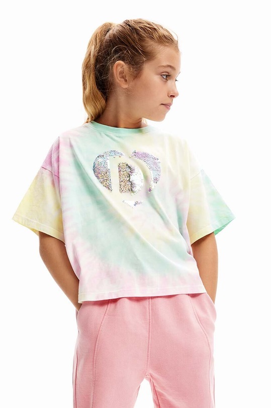 Desigual t-shirt bawełniany dziecięcy Daira wzorzyste multicolor 24SGTK20