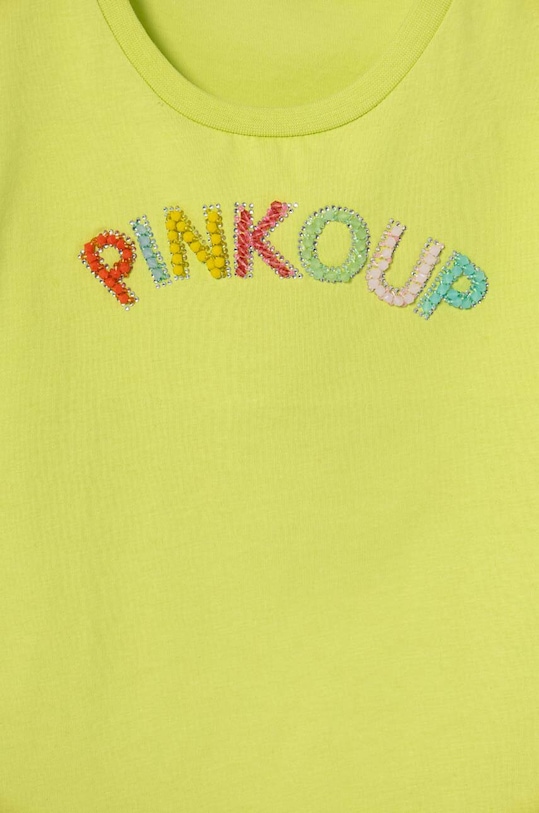 Dziewczynka Pinko Up t-shirt bawełniany dziecięcy S4PIJGTH170 zielony