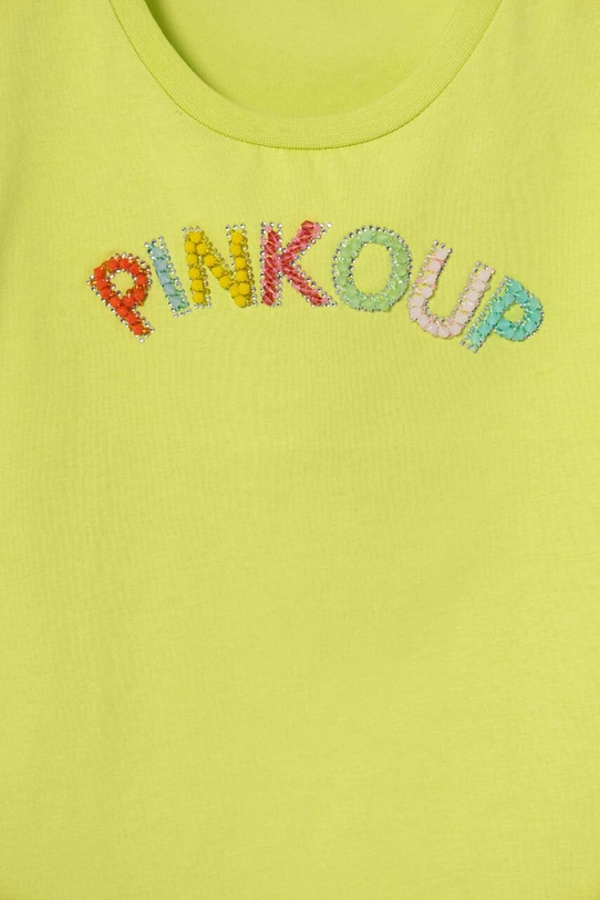 Fete Pinko Up tricou de bumbac pentru copii S4PIJGTH170 verde