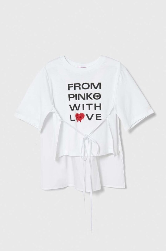 Pinko Up tricou copii print alb S4PIJGTH193