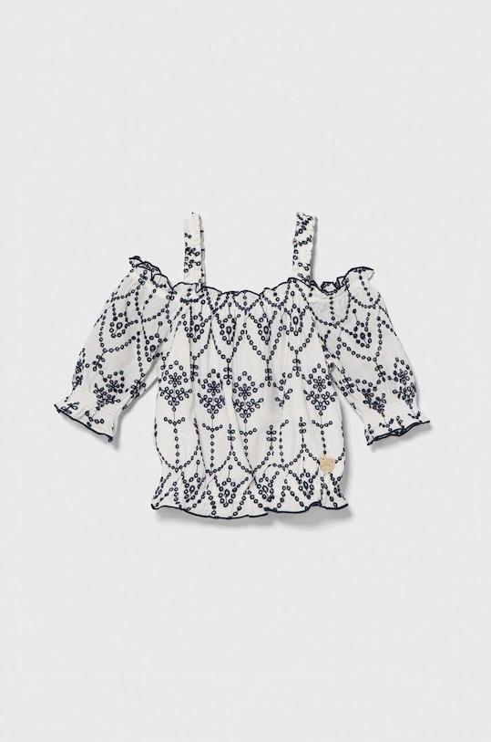 Детская хлопковая блузка Guess J4GH00.WG5M0.PPYH белый SS24