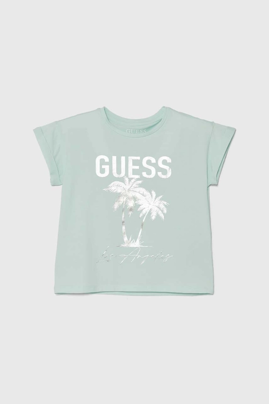 Guess t-shirt dziecięcy z elastanem turkusowy J4GI22.K6YW4.PPYH